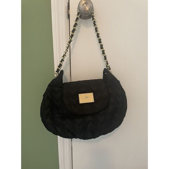 Koret Black Quilted Shoulder Bag Gold Chain Strap Medium Flap Handbag New - Picture 2 of 9